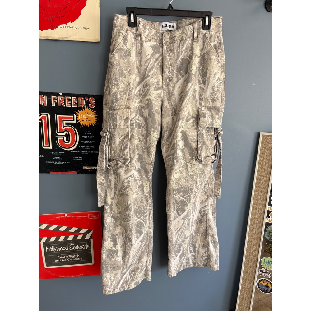 Disclosure RealTree Wideleg Camouflage Cargo Utility Pants Womens 13/31 Gray